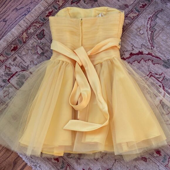 New Mori Lee By Madeline Gardner Yellow Tulle Mini Prom Party Dress Juniors Sz 5 - Picture 13 of 16